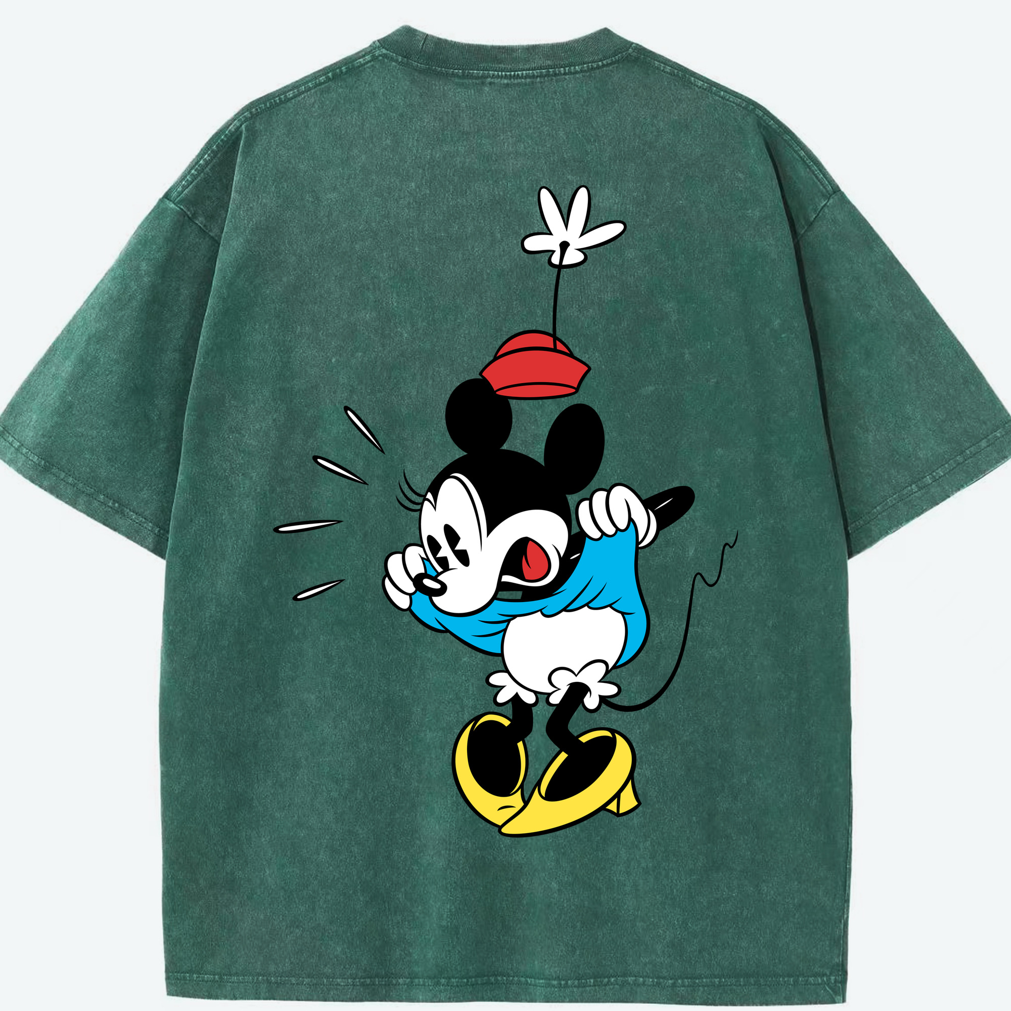 （画像用） ミッキーマウス Mickey Mouse 綿100% ヴィンテージ風 半袖Tシャツ（背面プリント）